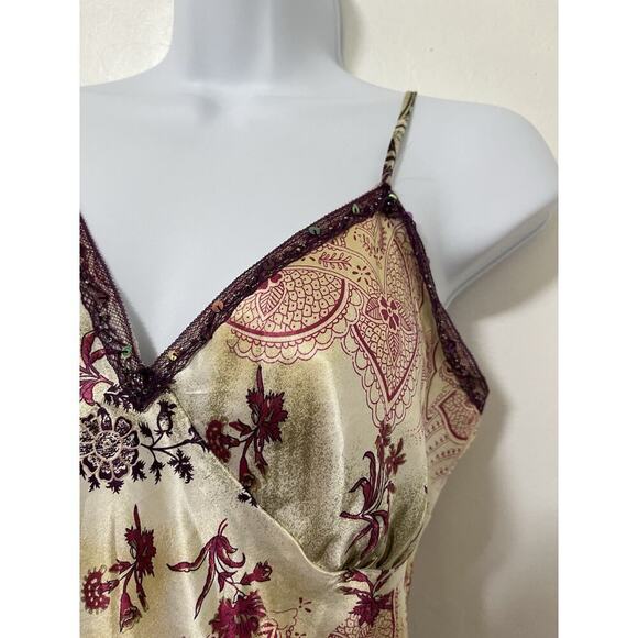 Xhilaration Y2K Satin Babydoll Lace Trim Sequin Tank Size L Floral Fairycore - Picture 5 of 9